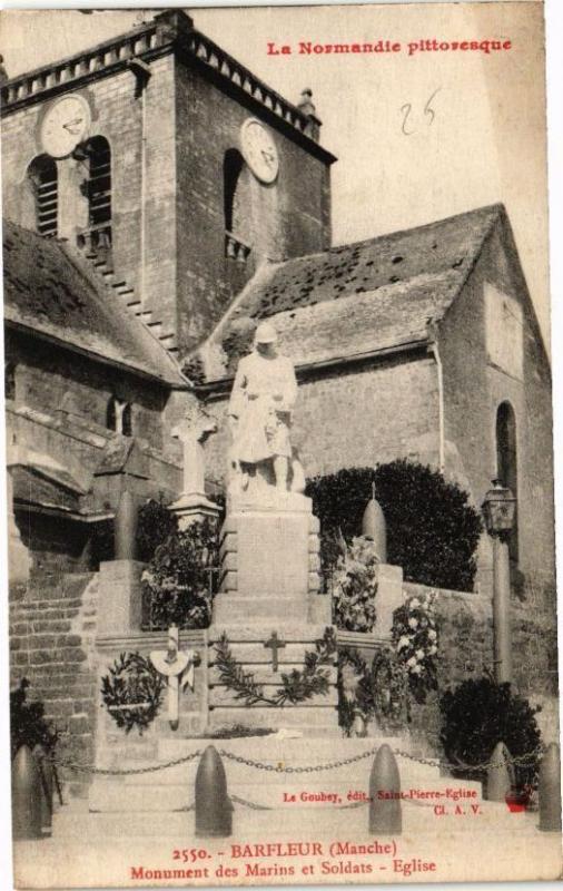 CPA BARFLEUR - Monument des Marins et Soldats - Église (149191)