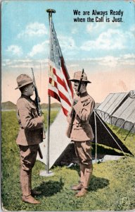 Postcard U.S. Soldiers Flag We are Always Ready when the Call is Just