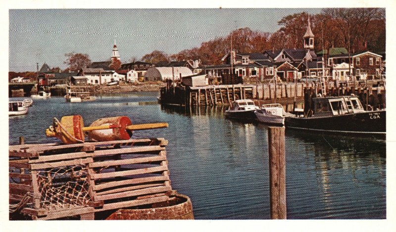 Postcard Shipbuilding Center Days Of Sail Colonial Sea Coast Kennebunkport Maine