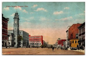 Antique Public Square, Street View, Canton, OH Postcard