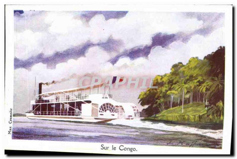 CPA Fantaisie Illustrateur Haffner Bateau Sur le Congo