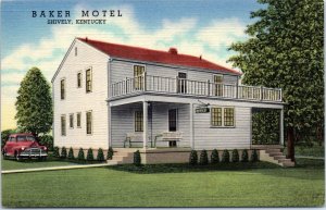 1948 Baker Motel Dixie Highway Shively Kentucky Old Car Postcard