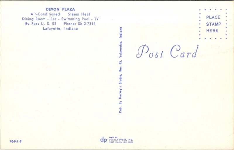 Postcard Swimming Pool at Devon Plaza U.S. 52 in Lafayette, Indiana