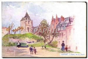 Postcard Old Treport L & # 39Eglise View From Square