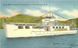 New York Lake George Steel Motor Vessel Ticonderoga Tichnor postcard 22-3133