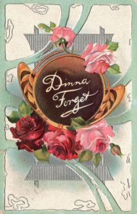 Vintage Postcard 1911 Don' Forget A Remembrance Card Flower Design Friendship