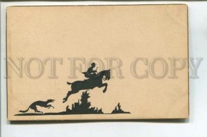 477881 equestrian sport greyhound silhouette dog Vintage postcard