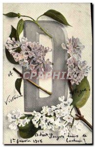 Old Postcard Fantasy Flowers Letters Letter D