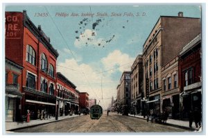 1913 Phillips Avenue Looking South Sioux Falls South Dakota SD Trolley Postcard