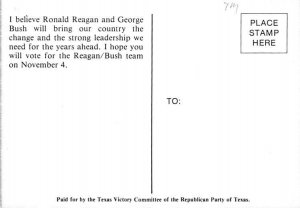 Ronald Reagan and George Bush The Time is Now View Postcard Backing 