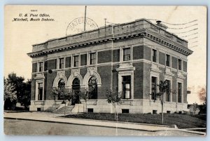 1913 Mitchell South Dakota SD Vintage Postcard U. S. Post Office Building Posted