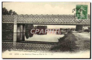 Old Postcard Sens The Banks of I & # 39Yonne the Iron Bridge