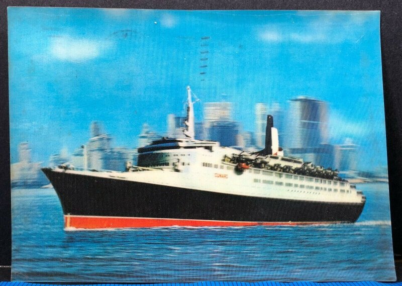 Queen Elizabeth 2 Ship Boat 1971 3D Vintage Postcard 