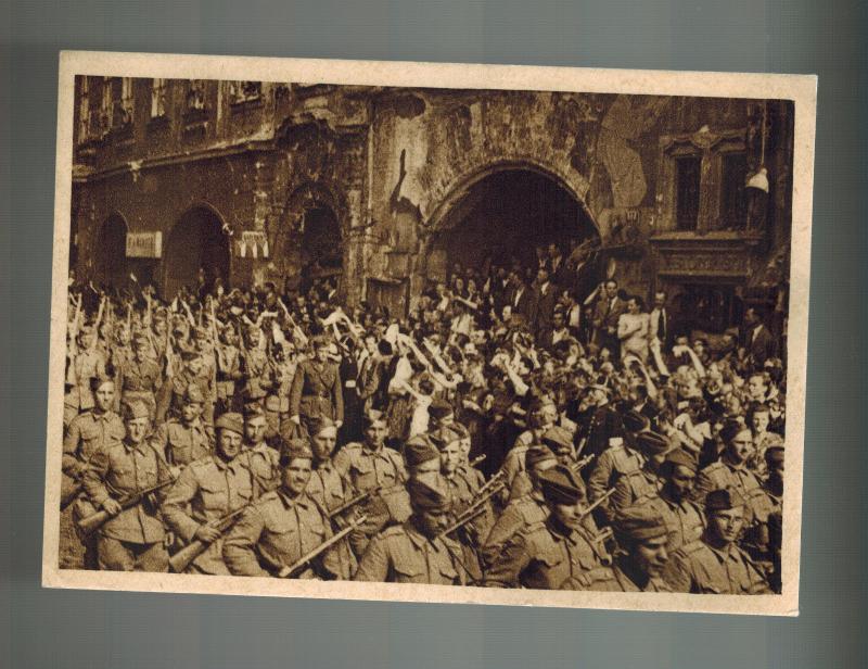 1946 Czechoslovakia Liberation Real Picture Postcard Mint Army Soldiers Marching