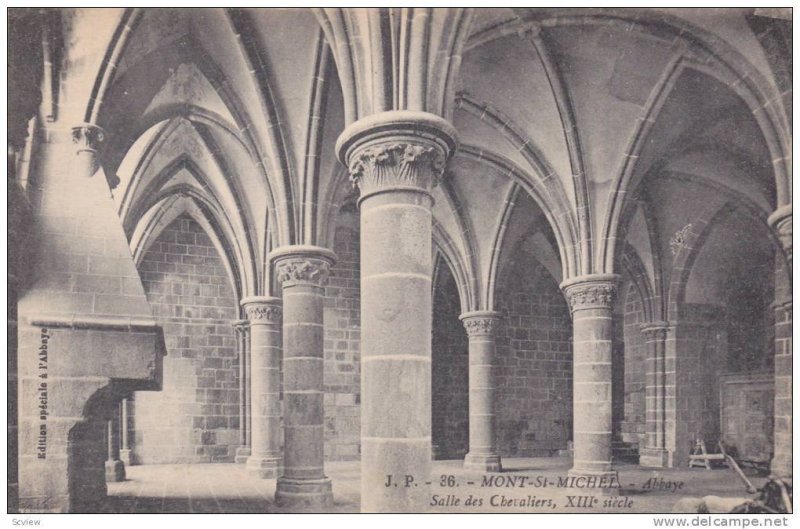 Abbaye Salle Des Chevaliers, XIII Siecle, Mont Saint-Michel, Manche, France, ...