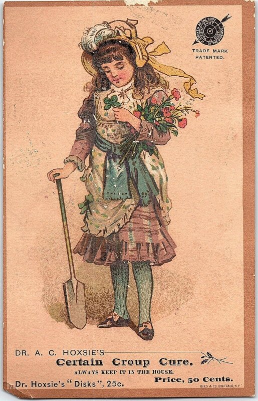 Dr. A.C. Hoxsie's Quack Medicine Woman Shovel Victorian Trade Card P35