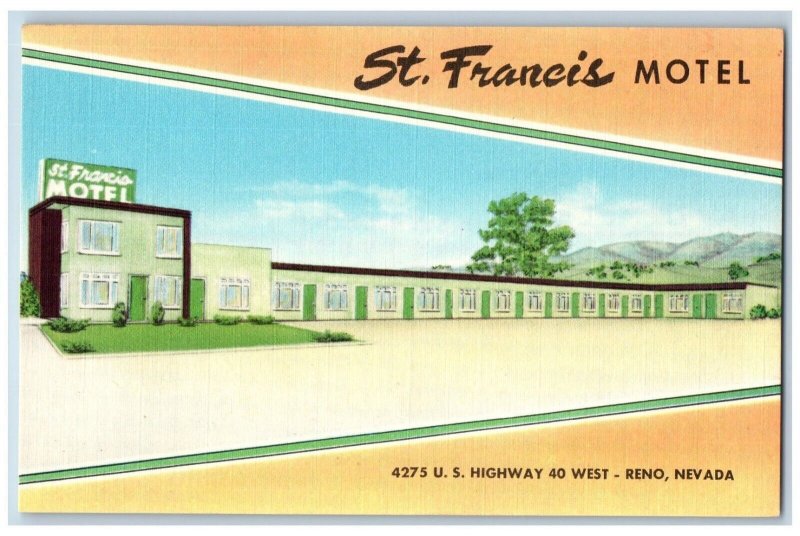 Reno Nevada NV Postcard St Francis Motel Building Exterior View c1940 Vintage