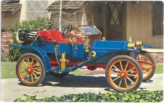 1910 Hupmobile Runabout; Card printed with car service reminder on back Chrome