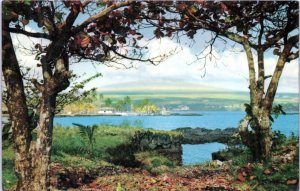 Postcard Hawaii - Mauna-Kea from the shore of Hilo Bay