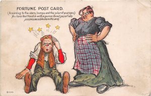 Fortune Comic Postcard c1910 Man Bump On His Head Sees Stars Mean Woman