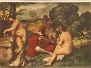 The Country Concert, by Le Giorgione Fine art, modern Italian postcard