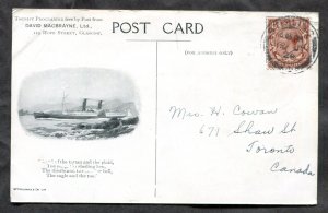 dc1843 - GLASGOW 1924 Travel Agency ADVERTISING Postcard