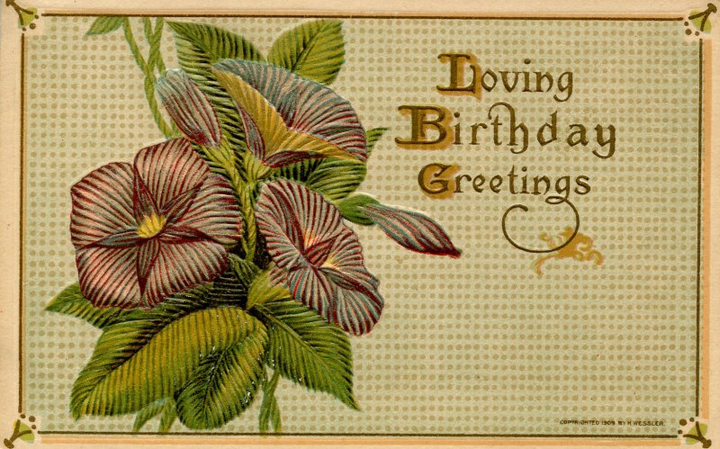 Greeting - Birthday. Embossed, Gold Foil