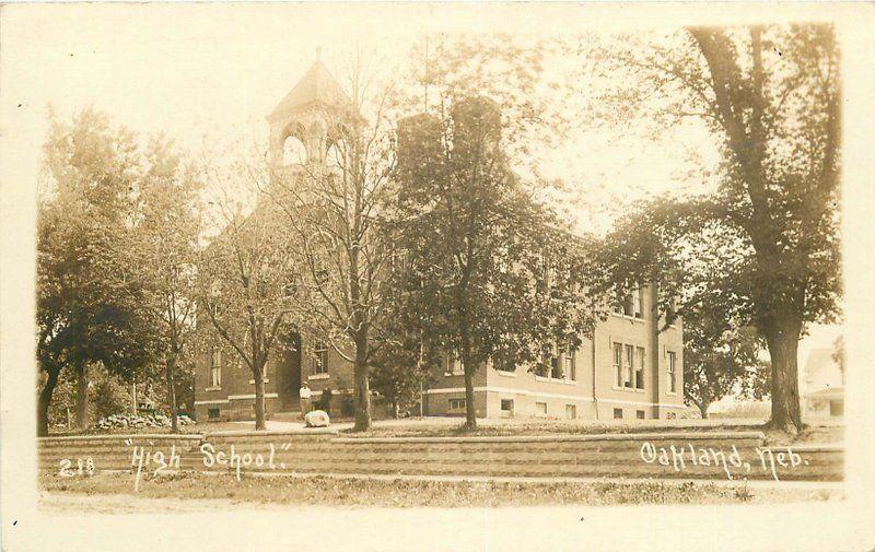 1940s High School OAKLAND NEBRASKA RPPC real photo postcard 4377