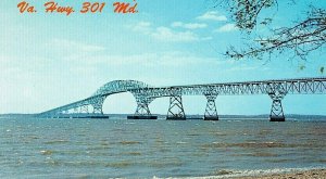 Postcard  View of Potomac Bridge on Hwy. 301, VA.       P1