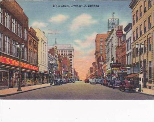 Indiana Evansville Main Street 1954