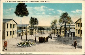 Vtg 1910s US National Army Cantonment Camp Devens Ayer Massachusetts MA Postcard