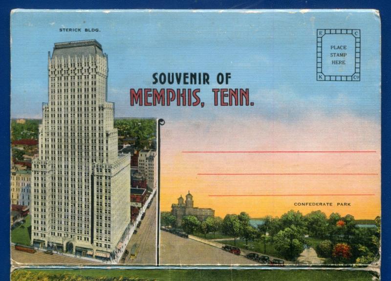 Memphis Tennessee tn Frisco Railroad bridge Union station postcard folder