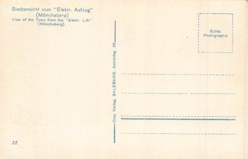 A961 Austria View from Town from Elektr Lift Salzburg RPPC vintage postcard