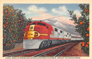 Santa Fe streamliner entering Southern CA CA, USA Railroad, Misc. Unused 