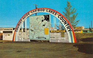 TOURIST GUIDE MAP Cariboo Lakes Country Canada Roadside c1960s Vintage Postcard