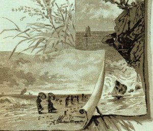 1870's Ripka & Co. Artists' & Wax Flower Materials Ebony Frames Beach Scene P165