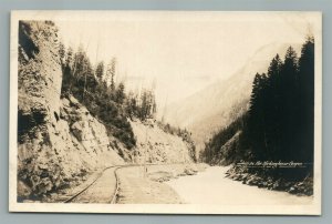 KICKING HORSE CANYON CANADA RAILROAD RAILWAY VINTAGE REAL PHOTO POSTCARD RPPC