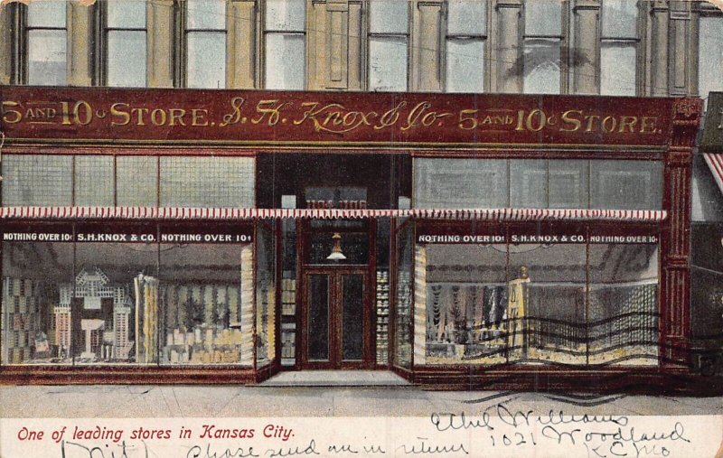 KANSAS CITY MISSOURI~S H KNOX 5 & 10 CENT STORE-ONE OF LEADING~1906 POSTCARD
