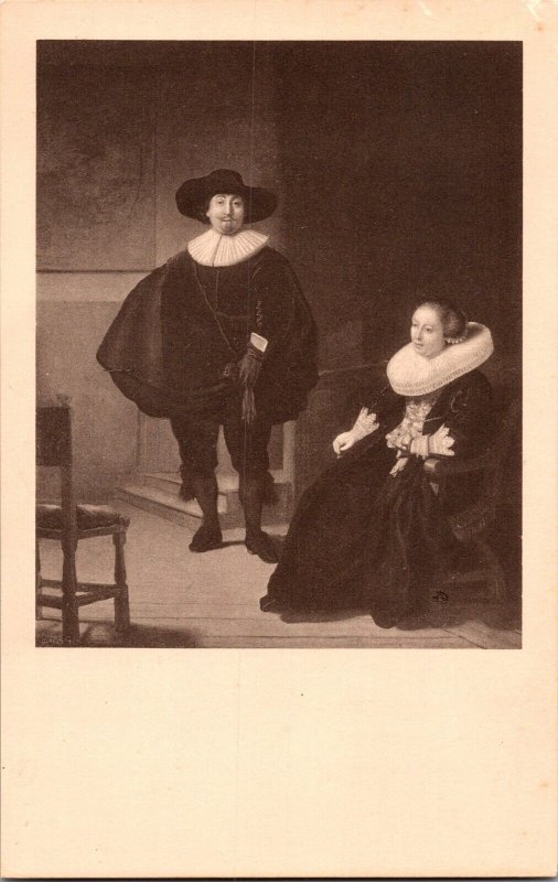 Lady & Gentleman in Black Rembrandt Gardner Museum Boston MA Vtg Postcard L55 