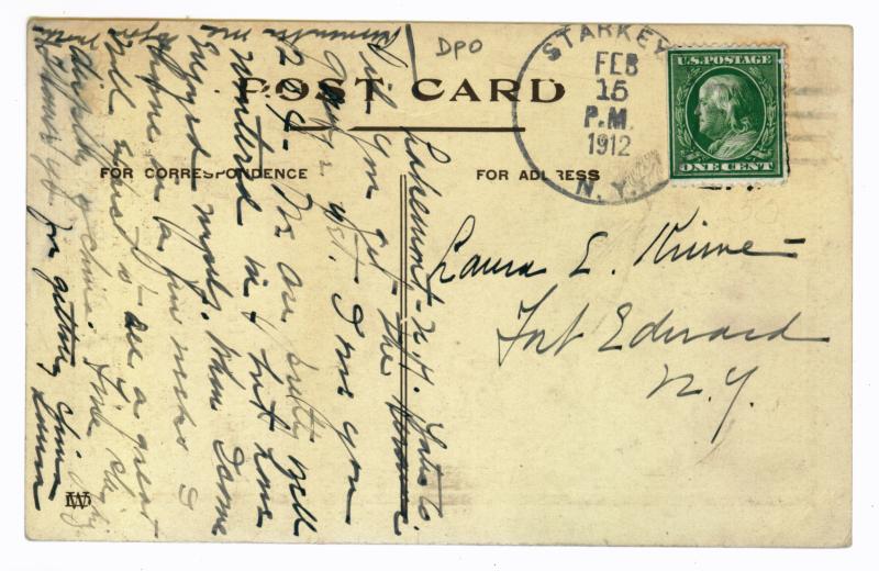 Starkey to Fort Edward, New York 1912 PPC, Lakemont Poem