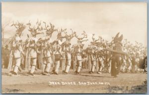 AMERICAN INDIAN DEER DANCE SAN JUAN N.M. ANTIQUE REAL PHOTO POSTCARD RPPC