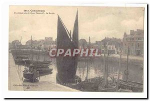 Concarneau Old Postcard General view of the Quai Peneroff The basin (boat ship)