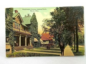 Vintage Postcard 1913 Washington Avenue looking North Elyria OH Ohio 1Cent