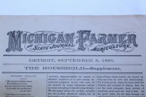 Vintage 1885 Michigan Farmer 4 Page Journal Supplement