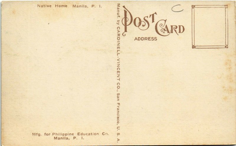 PC CPA PHILIPPINES, MANILA, NATIVE HOME, Vintage Postcard (b19082)