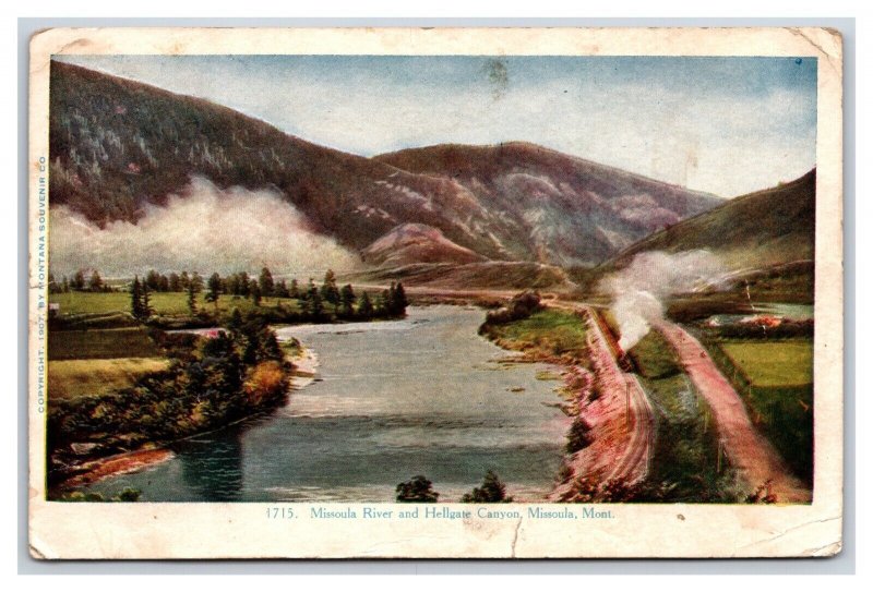 Missoula River and Canyon Missoula Montana MT Embossed DB Postcard R24