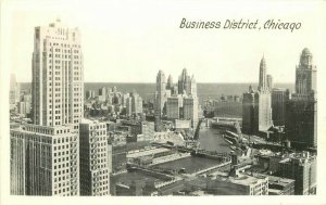 Aerial View Business District Chicago Illinois 1930s Postcard Gorgan RPPC 12742