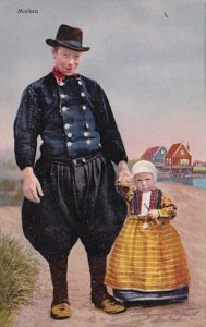 Netherlands Marken Local Man & Young Girl In Traditional Costume