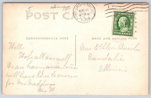 Sturgis MI Doric Columns on Carnegie Public Library~Parham RPPC 1909 Postcard PC