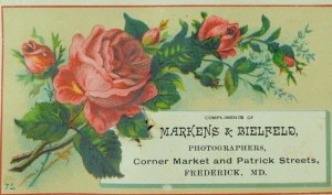 Lot Of 2 1880's-90's Markens & Biefeld Photographers Trade Cards Roses P81